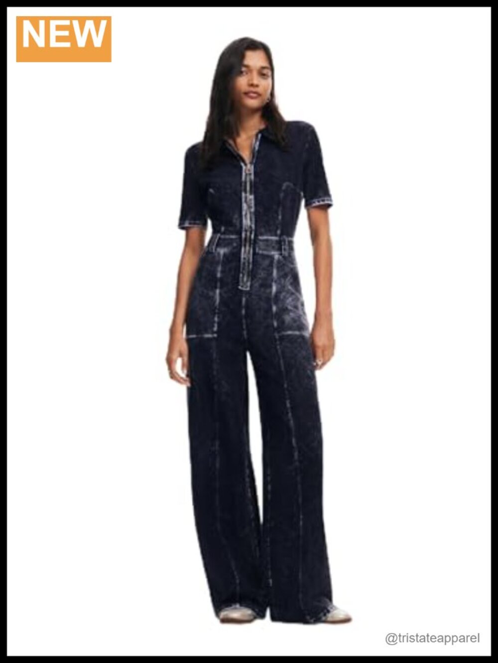 Knit Overall Trousers Regular Fit Zipper Closure Fall Pants